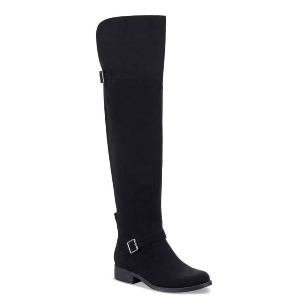 SUN STONE Womens Black Heel Pull-Tab Anyaa Toe Block Heel Boots Shoes 7.5 M